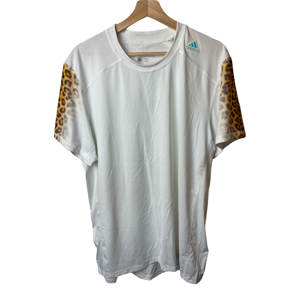 Adidas Techfit Player Shirt Mens XL White Leopard Print Sleeve Compression